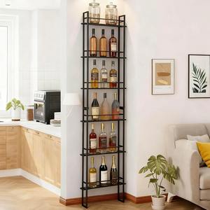 Élégant porte-vin vertical noir mat pour 15 bouteilles, idéal pour les espaces étroits, présentoir à vin décoratif en métal autoportant - Product Image 5