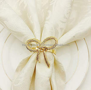 Décorations de mariage Vaisselle Porte-serviettes Nœud coulé Rond de serviette Serviette de luxe réutilisable Anneaux de tissu Or de haute qualité - Product Image 5