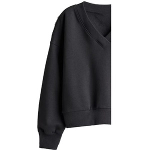 Sweat-shirt en molleton tricoté à col en V pour femme, personnalisé, écologique, marron, brodé et gaufré, respirant et coupe-vent, pour l'hiver - Product Image 3