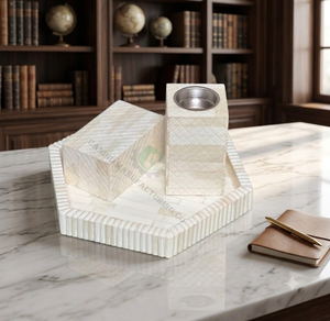 Juego de Incensario con Incrustaciones de Hueso, Mabkhara, Bandeja para Incienso, Soporte para Bakhoor Hecho a Mano, Decoración Blanca para el Hogar, Ramadán - Product Image 1