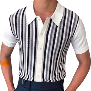 Camisa de Hombre 100% Algodón, Estilo Inglés, a Rayas, de Manga Corta, Cuello Blanco, Cierre de Botones, Corte Regular - Product Image 5