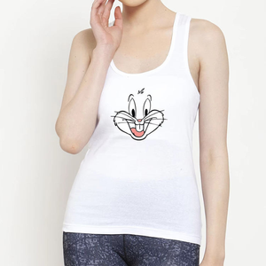 Débardeur Femme Personnalisé Blanc Col Carré en Coton Spandex Tricoté Côtelé Coupe Slim Sans Manches Basique Quotidien Décontracté Vente en Gros BD - Product Image 1