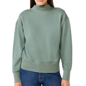 Sudadera personalizada para mujer, de cuello alto, estilo oversized, con ribetes y dobladillo en contraste, de tejido grueso tipo felpa. - Product Image 1