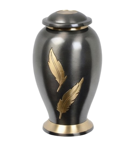 Urne funéraire en aluminium avec motif gravé feuille d'or, pour cendres humaines, vente en gros, urne commémorative pour adulte - Product Image 4