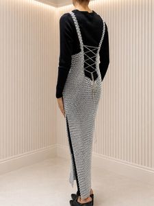 Stainless Steel Chainmail Dress With Black Long Sleeve <b>Underdress</b> Fashion Metal Craft Clothing - Product Image 3