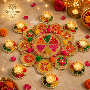 Wholesale Handmade Eco-Friendly Durable Wood Metal Multicolor Rangoli <b>Tealight</b> Sets Diwali Decor Housewarming Wedding Return - Product Image 3