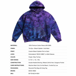 Sweat à capuche tie-dye imprimé délavé à l'acide style bohème streetwear personnalisé OEM en gros - Product Image 6