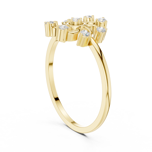 Anillos de oro macizo de 14k para mujer con diamantes de corte redondo minimalista en forma de flor, para regalo, compromiso, aniversario, boda - Product Image 4