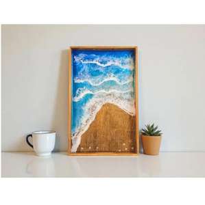 Plateau en résine époxy écologique, fait main, en bois, pour servir des aliments, du café, du thé et pour la décoration intérieure, au meilleur prix du marché. - Product Image 5