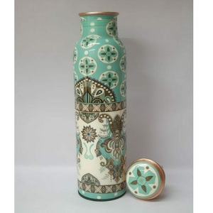 กระติกน้ำทองแดงคุณภาพส่งออก ลายดอกไม้ พกพาสะดวก พร้อมฝาปิด - Product Image 4