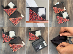 Porte-monnaie et porte-cartes en cuir véritable fait main de style nouveau pour femmes, mini portefeuille en cuir de vache véritable avec fermeture éclair - Product Image 2