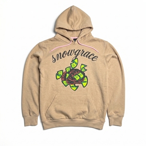 เสื้อฮู้ดผู้ชาย Snowgrace สีแทน ผ้าเฟรนช์เทอร์รี่ 100% คอตตอน พิมพ์ลายโลโก้ด้านหน้า มีกระเป๋า ทรงปกติ สไตล์ฤดูใบไม้ร่วง - Product Image 1