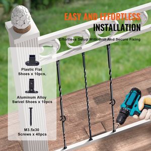 Pilastri Decorativi in Acciaio Zincato 44 x 1/2 Pollici, Confezione da 10, Pilastri Metallici Cavi Singoli BA per Scale e Terrazze - Product Image 5