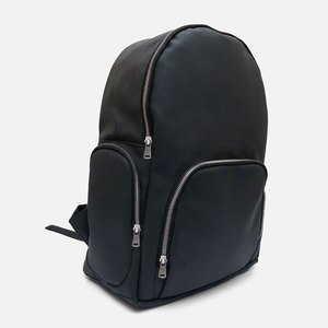 Minimalist <b>Black</b> Nylon Laptop <b>Backpack</b> with Zipper Closure and Water Resistance 20-39L Capacity Unisex Softback Design - Product Image 4
