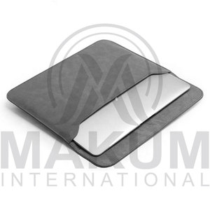 Leather <b>Laptop</b> Cover Gray PU Leather <b>Laptop</b> <b>Sleeve</b> with Flap Closure and Inner Pocket for Portable Protection - Product Image 4