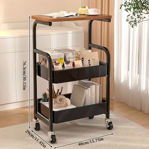 Carrello portaoggetti multiuso in metallo a 3 strati con piano in legno, supporto per stampante a 3 livelli su ruote, scaffale mobile premium - Product Image 3