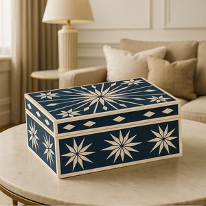 Boîte décorative en os incrusté, faite à la main, pour organiser bijoux, souvenirs, bibelots, accessoires et pour un rangement élégant à la maison - Product Image 3