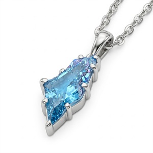 Collar con Colgante de Diamante Cultivado en Laboratorio, Corte Geométrico en Forma de Flecha, Color Azul Intenso, 1.25 CT, Certificado IGI, Cadena de Oro Blanco Sólido de 18k - Product Image 1
