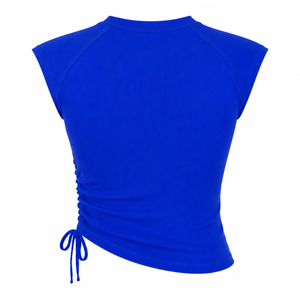 Sigma Gamma Rho Sorority Women's Bling Rhinestone Ribbed Tank <b>Top</b> Ruched Side Crew Neck <b>Raglan</b> Cap Sleeve Casual Crop <b>Top</b> - Product Image 4