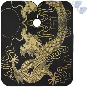 Capa de Barbero Personalizada al por Mayor con Logotipo, Impermeable, de Poliéster Pongee, con Gancho de Silicona, Negra, para Salón de Belleza - Product Image 6