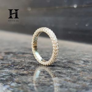 Anillo de Eternidad de Lujo con Micro Pavé de Diamantes Cultivados en Laboratorio en 3 Lados, Oro Amarillo de 14K, Anillo de Boda Multihilera 3D - Product Image 4