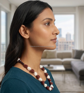 Colorful Bohemian Style Epoxy Resin Pendant Necklace Unique Statement Gold Plated Handmade Wedding Engagement Jewelry Real Bead - Product Image 3