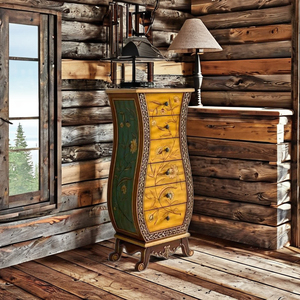 Solid Wood Storage Cabinet with 6 Shelves for Dining and Living Room Durable Traditional - Product Image 2