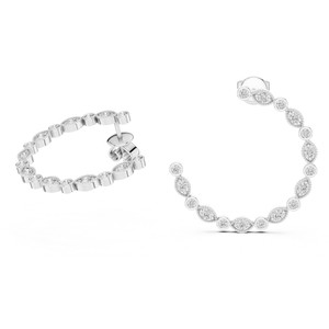 Boucles d'oreilles créoles de qualité supérieure, taille ronde, en or massif 14 carats, bijoux élégants pour femmes, avec diamants de laboratoire - Product Image 3