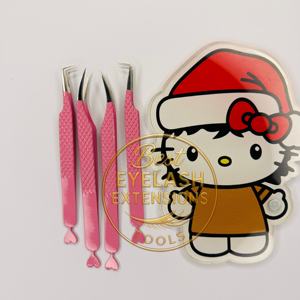 Juego de Pinzas para Extensión de Pestañas Rosadas con Bonito Soporte de Acrílico para Pestañas, Kit de Herramientas Profesionales de Acero Inoxidable para Pestañas - Product Image 1