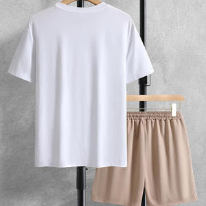 Ensemble été homme, t-shirt et short assortis, tenue deux pièces, tissu coton respirant, coupe décontractée, vêtements décontractés pour tous les jours, ensemble doux. - Product Image 2