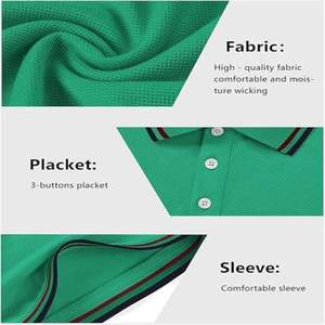 Index <b>Men's</b> <b>Green</b> Solid Color <b>Polo</b> <b>Shirt</b> Short Sleeve Casual Woven Oxford Fabric Button Design - Product Image 5