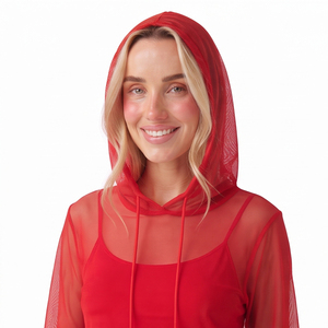 Sweat-shirt à capuche unisexe en maille transparente, surdimensionné, 100% polyester, pull à capuche, vêtements de nuit d'été, vêtements de club sexy, sweats à capuche transparents - Product Image 6