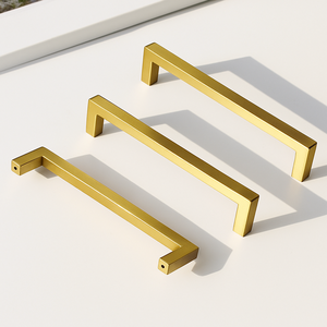 Poignée de meuble moderne en alliage de zinc de qualité supérieure, poignée carrée à barre, finition dorée, pour tiroir, cuisine, salle de bain, quincaillerie de meubles - Product Image 3