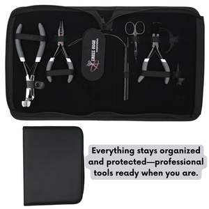 Kit de Herramientas para Extensiones de Cabello Doradas con Alicates para Quitar Cuentas, Alicates de Crimpado, Agujas Curvas, Mini Tijeras, Anillo Separador y Herramienta de Gancho - Product Image 5