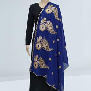 Lot de 12 foulards hijab en mousseline de soie à motif floral africain avec strass, légers et respirants, grands voiles musulmans pour l'été et les fêtes - Product Image 3