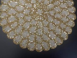 Premium Handmade Beaded Embroidered <b>Placemats</b> Luxury <b>Dining</b> <b>Table</b> Decor Mats for Wedding Party Celebration and Special Events - Product Image 3