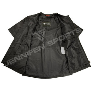 Veste en cuir courte d'hiver personnalisée à demi-manches, faite à la main, pour club moto, respirante avec doublure intérieure en polyester - Product Image 5