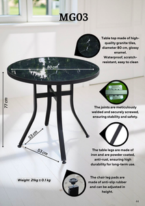 The Black Colored <b>Plastic</b> Round <b>Table</b> with Tiled <b>Table</b> Top - The Modern, Waterproof, and Beautiful Outdoor <b>Table</b>. - Product Image 4