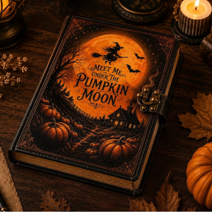 Diario de Cuero Luna Calabaza, Cuaderno de Brujería de Halloween, Diario de Escritura Vintage Estilo Academia Oscura, Regalo de Otoño, Grimorio - Product Image 5