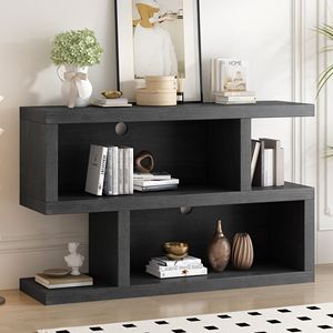Consolle retrò a 2 livelli con ripiani aperti e design simmetrico per ingresso o soggiorno - Product Image 1