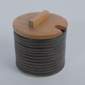 Juego de Recipientes para Especias de Cerámica Negra Mate, 250 ml, Duraderos, Ecológicos, con Tapa de Madera, Apilables, Resistentes a Fugas, para Restaurantes, Hoteles y Cafés - Product Image 2