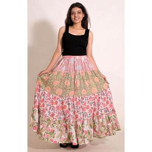 Boho Cotton Patchwork Printed Breathable Casual <b>Long</b> Maxi <b>Skirt</b> Handmade Indian Women's Festival <b>Skirt</b> - Product Image 3