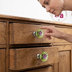 Poignée de meuble industrielle durable en verre Ba, vert rose, pour armoire à fleurs, cuisine, chambre, entrepôt - Product Image 2