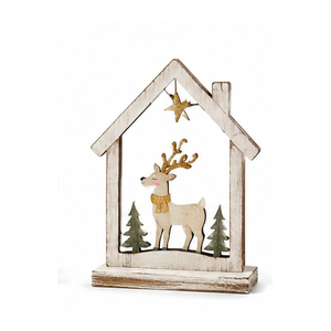 Decoración navideña de MDF con renos y estrellas, adorno tradicional hecho a mano. - Product Image 3