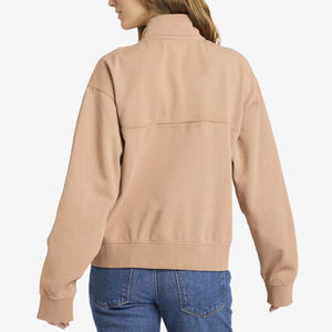 Sudadera con Capucha Oversize de Algodón Liso para Mujer, Cuello Alto, con Logo Frontal, de Alta Calidad, Venta al por Mayor - Product Image 6