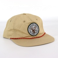 Casquette de corde légère non structurée Chapeau de facture plat souple avec corde Casual Custom Your Own Logo 5 Panel Nylon Snapback Hat