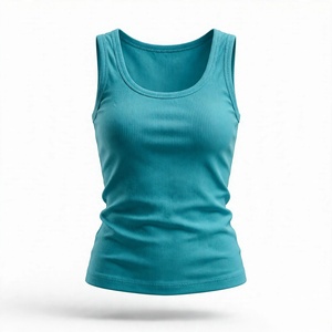 Débardeur côtelé pour femme, col rond, sans manches, couleur unie beige, décontracté, basique, de BD - Product Image 3