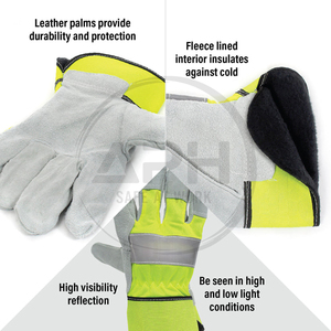 Gants de travail haute visibilité 2026 orange, vert citron, gris, à doigts complets, avec manchette ajustable, personnalisables, vente en gros - Product Image 5
