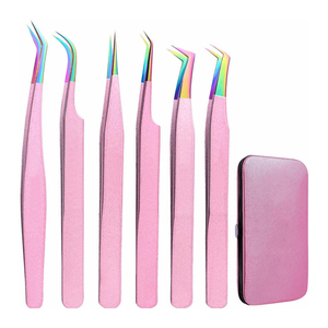 Pinces à épiler en acier inoxydable à pointe fine de qualité supérieure pour extensions de cils, vente en gros OEM, logo de marque personnalisé pour cils - Product Image 1