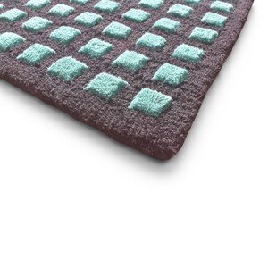 Tapis en laine tufté à la main moderne 9x12 - Motif géométrique quadrillé en turquoise et gris anthracite, haute densité en relief - Product Image 2